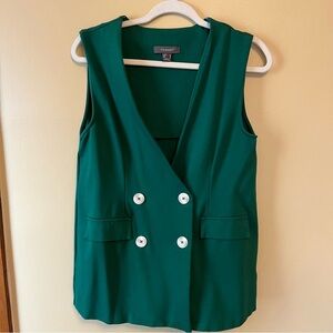 Primark Emerald Sleeveless Vest with White Buttons